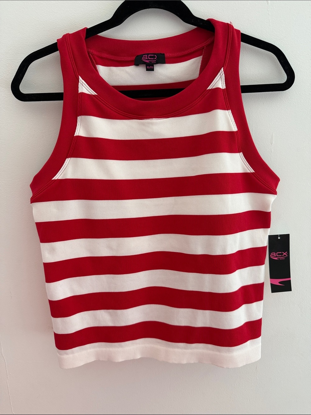 Red and White Striped Tank Top built in bra